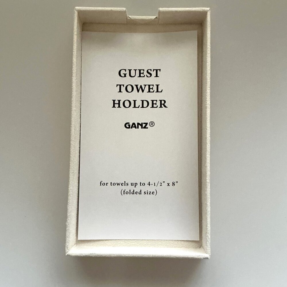 GANZ GUEST TOWEL HOLDER WHITE VANITY TRAY FOR BATHROOM COUNTER ORGANIZATION